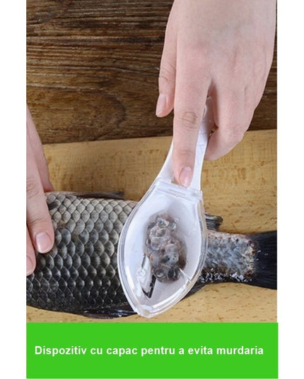 Curatator Manual Solzi de Peste, Forma Peste , Recipient cu Capcac pentru Solzi, Plastic