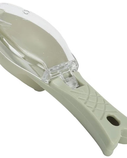 Curatator Manual Solzi de Peste, Forma Peste , Recipient cu Capcac pentru Solzi, Plastic, deschis, 16x6 cm