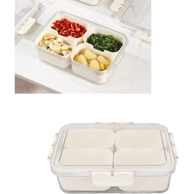 Alimentara Multifunctionala, pentru Condimente, Gustari, Inchidere Etans, cu Capac si Maner, 4 Compartimente