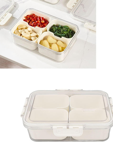Alimentara Multifunctionala, pentru Condimente, Gustari, Inchidere Etans, cu Capac si Maner, 4 Compartimente