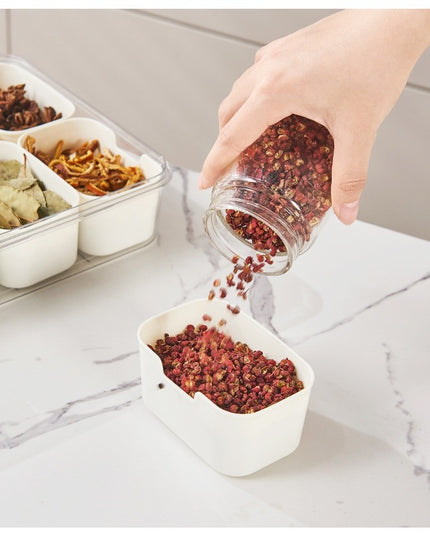 Alimentara Multifunctionala, pentru Condimente, Gustari, Inchidere Etans, cu Capac si Maner, 4 Compartimente