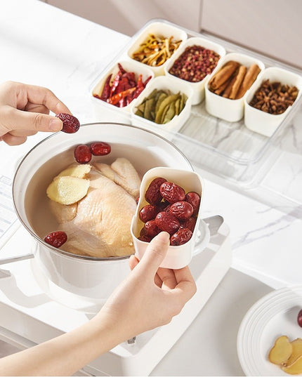 Alimentara Multifunctionala, pentru Condimente, Gustari, Inchidere Etans, cu Capac si Maner, 4 Compartimente