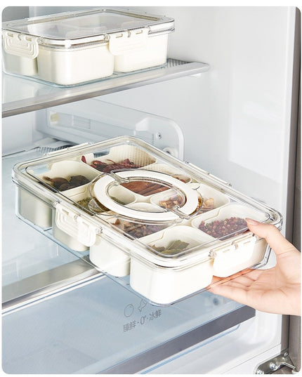 Alimentara Multifunctionala, pentru Condimente, Gustari, Inchidere Etans, cu Capac si Maner, 8 Compartimente
