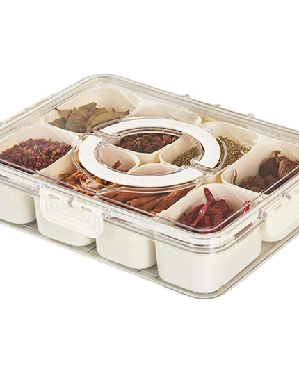 Alimentara Multifunctionala, pentru Condimente, Gustari, Inchidere Etans, cu Capac si Maner, 8 Compartimente