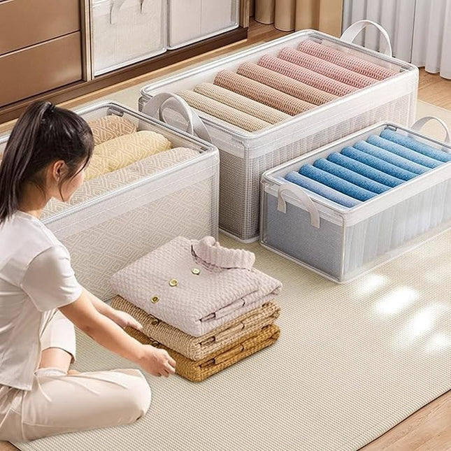 container de depozitare din PVC, de stocare, Dimensiuni multiple, Accesoriu robust pentru organizarea de uz casnic, volum 26L,Transparenta