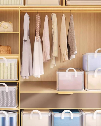 container de depozitare din PVC, de stocare, Dimensiuni multiple, Accesoriu robust pentru organizarea de uz casnic, volum 26L,Transparenta