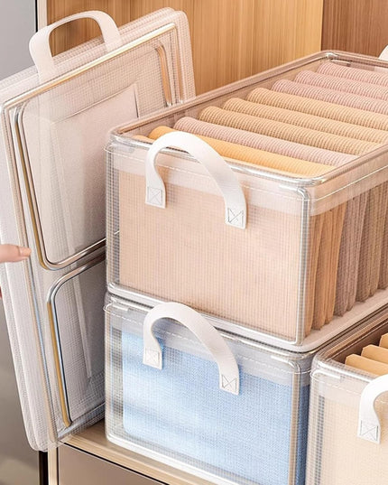 container de depozitare din PVC, de stocare, Dimensiuni multiple, Accesoriu robust pentru organizarea de uz casnic, volum 26L,Transparenta