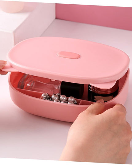 Organizatoare cu Oglinda, 4 Compartimente, pentru Cosmetice si Accesorii, din ABS