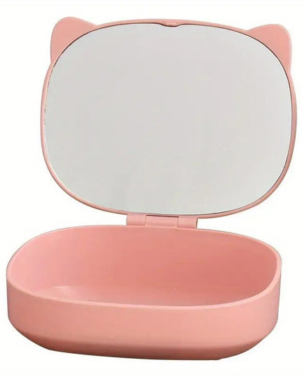 Organizatoare cu Oglinda, 4 Compartimente, pentru Cosmetice si Accesorii, din ABS