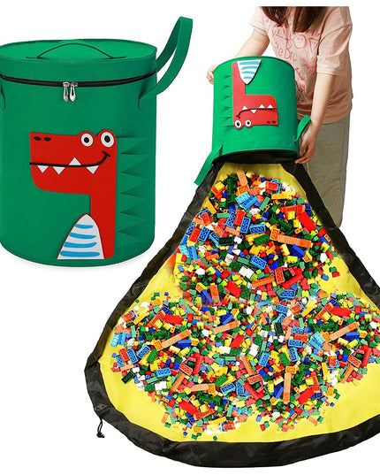 de Depozitare 2In1, Impermeabila, Covor pentru Jucarii si Lego , Capacitate Mare, cu Manere, cu Sfori, Inaltime , Model Crocodil