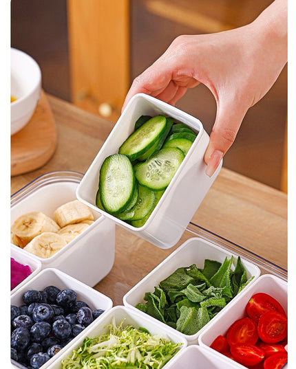 pentru Depozitare Alimente, 8 Compartimente cu Capac, Material PET+PP,