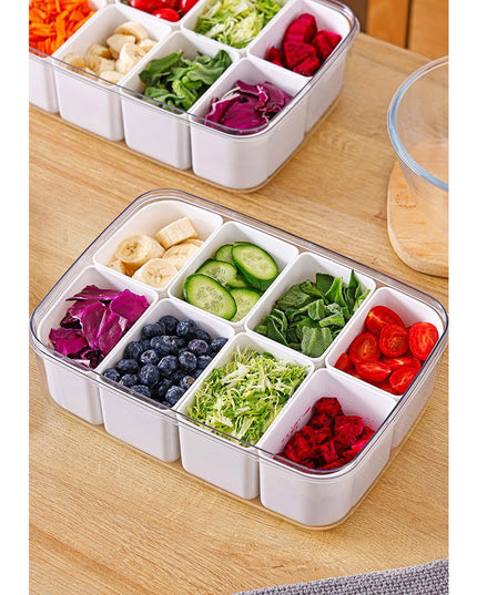 pentru Depozitare Alimente, 8 Compartimente cu Capac, Material PET+PP,