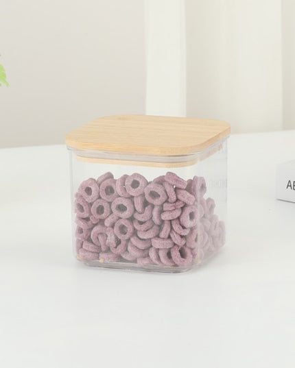 de Depozitare Alimente, de tip Container, pentru Cereale, din Plastic, Capac din Bambuc,Volum 1.9 l