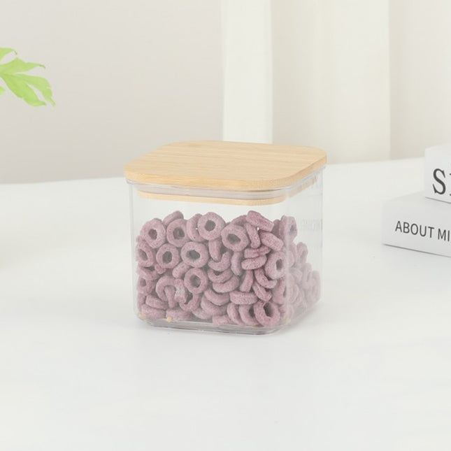 de Depozitare Alimente, de tip Container, pentru Cereale, din Plastic, Capac din Bambuc,Volum 1.9 l