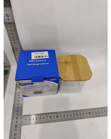 de Depozitare Alimente, de tip Container, pentru Cereale, din Plastic, Capac din Bambuc,Volum 1.9 l