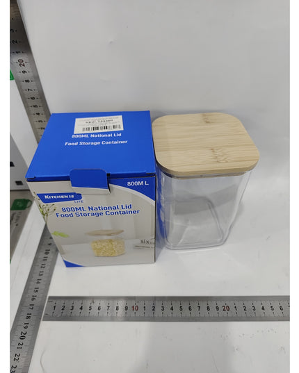 de Depozitare Alimente, de tip Container, pentru Cereale, din Plastic, Capac din Bambuc,Volum 1.9 l