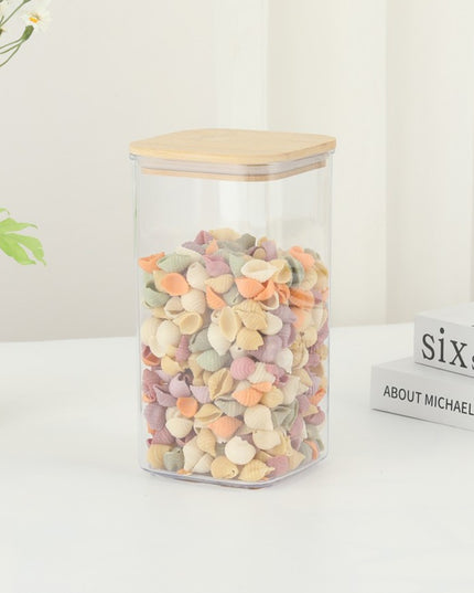 de Depozitare Alimente, de tip Container, pentru Cereale, din Plastic, Capac din Bambuc,Volum 1.9 l