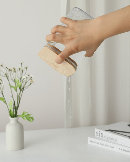 de Depozitare Alimente, de tip Container, pentru Cereale, din Plastic, Capac din Bambuc,Volum 1.9 l