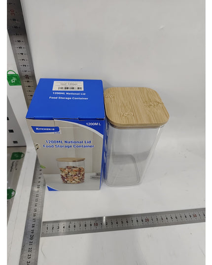 de Depozitare Alimente, de tip Container, pentru Cereale, din Plastic, Capac din Bambuc,Volum 1.9 l