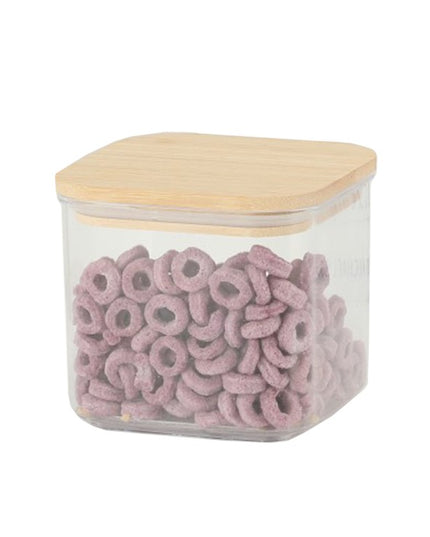 de Depozitare Alimente, de tip Container, pentru Cereale, din Plastic, Capac din Bambuc,Volum 1.9 l