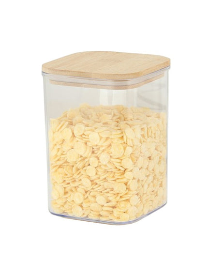 de Depozitare Alimente, de tip Container, pentru Cereale, din Plastic, Capac din Bambuc,Volum 1.9 l