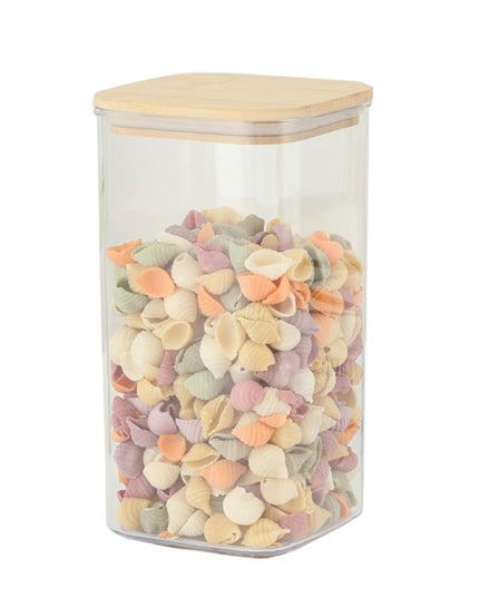 de Depozitare Alimente, de tip Container, pentru Cereale, din Plastic, Capac din Bambuc,Volum 1.9 l