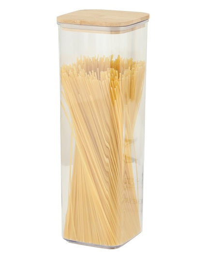 de Depozitare Alimente, de tip Container, pentru Cereale, din Plastic, Capac din Bambuc,Volum 1.9 l