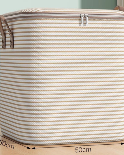 de Depozitare cu Fermoar, Pliabila, Maner Ranforsat, Fermoar Rezistent, pentru Haine, Paturi, Plapume, Perne, Lenjerii de Pat, Jucarii,180 Litri, in Dungi