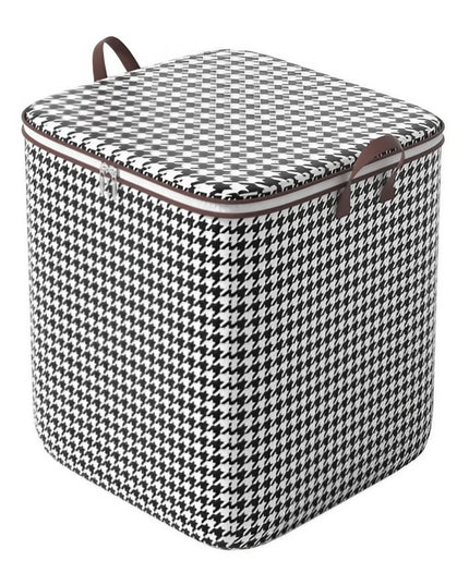 Cutie de Depozitare cu Fermoar, Pliabila, Maner Ranforsat, Fermoar Rezistent, pentru Haine, Paturi, Plapumi, Perne, Lenjerii de Pat, Jucarii, 56x45x56 cm, 140 Litri, in Carouri, -