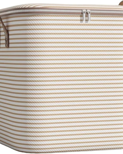 de Depozitare cu Fermoar, Pliabila, Maner Ranforsat, Fermoar Rezistent, pentru Haine, Paturi, Plapume, Perne, Lenjerii de Pat, Jucarii,180 Litri, in Dungi