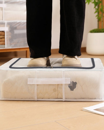 de Depozitare, pentru Pantofi Haine, din Plasa PVC Impermeabila si Manere Laterale, Pliabila, Fermoar Bidirectional,Transparenta