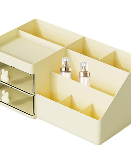 de Depozitare pentru Birou, Pentru Makeup, Papetarie, Organizator Cosmetice, 2 Sertare si Compartimente Multiple, Model Iepuras, Plastic