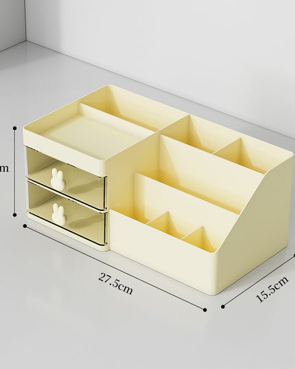 de Depozitare pentru Birou, Pentru Makeup, Papetarie, Organizator Cosmetice, 2 Sertare si Compartimente Multiple, Model Iepuras, Plastic