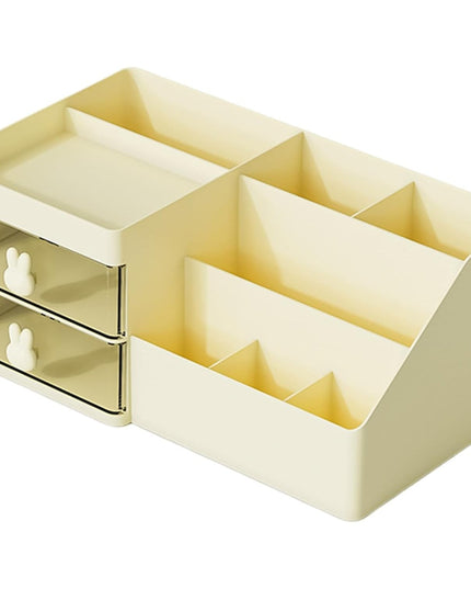 de Depozitare pentru Birou, Pentru Makeup, Papetarie, Organizator Cosmetice, 2 Sertare si Compartimente Multiple, Model Iepuras, Plastic