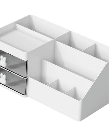 de Depozitare pentru Birou, Pentru Makeup, Papetarie, Organizator Cosmetice, 2 Sertare si Compartimente Multiple, Model Iepuras, Plastic