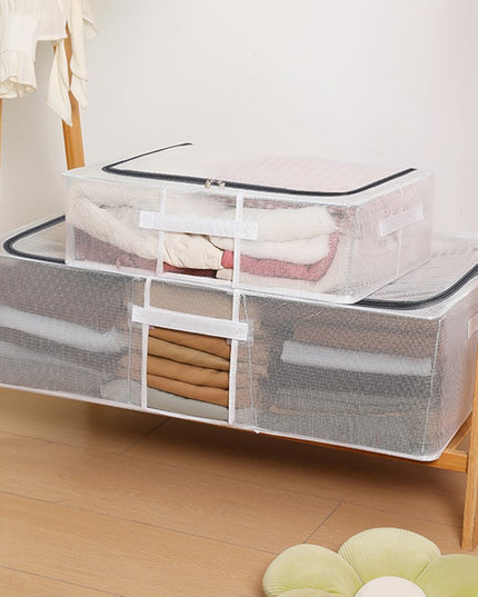 Cutie de Depozitare pentru Pantofi, 60x30x21 cm, din Plasa PVC Impermeabila si Cadru de Otel, Pliabila, Fermoar Bidirectional, Transparenta