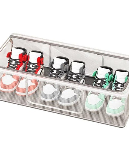 Cutie de Depozitare pentru Pantofi, 60x30x21 cm, din Plasa PVC Impermeabila si Cadru de Otel, Pliabila, Fermoar Bidirectional, Transparenta