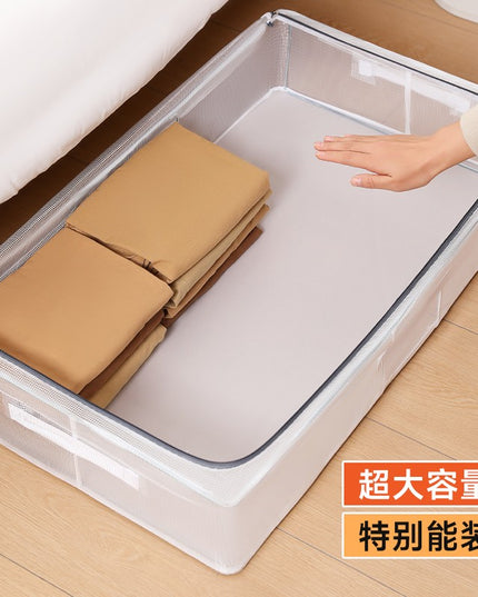 Cutie de Depozitare pentru Pantofi, 60x30x21 cm, din Plasa PVC Impermeabila si Cadru de Otel, Pliabila, Fermoar Bidirectional, Transparenta