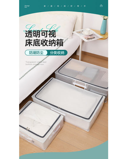 Cutie de Depozitare pentru Pantofi, 60x30x21 cm, din Plasa PVC Impermeabila si Cadru de Otel, Pliabila, Fermoar Bidirectional, Transparenta