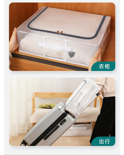 Cutie de Depozitare pentru Pantofi, 60x30x21 cm, din Plasa PVC Impermeabila si Cadru de Otel, Pliabila, Fermoar Bidirectional, Transparenta