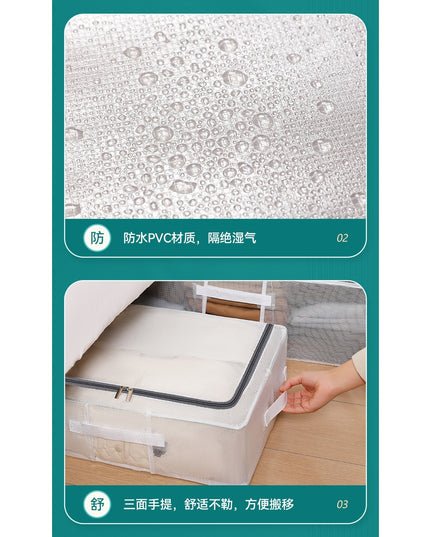 Cutie de Depozitare pentru Pantofi, 60x30x21 cm, din Plasa PVC Impermeabila si Cadru de Otel, Pliabila, Fermoar Bidirectional, Transparenta