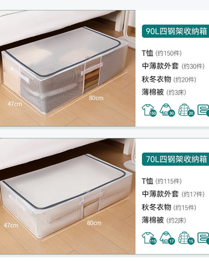 Cutie de Depozitare pentru Pantofi, 60x30x21 cm, din Plasa PVC Impermeabila si Cadru de Otel, Pliabila, Fermoar Bidirectional, Transparenta