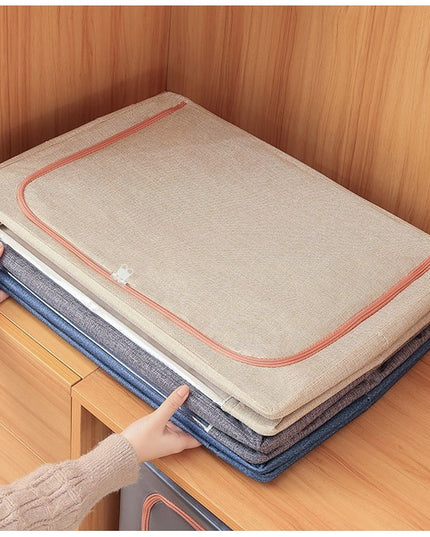 de Depozitare Pliabila, 66 L, din Bumbac si In,2 Ferestre, Frontala si Laterala, 2 Usi de Acces cu Fermoar Bidirectional, Cadru Metalic, Suport Baza Stabil din Plastic