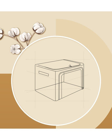 de Depozitare Pliabila, 66 L, din Bumbac si In,2 Ferestre, Frontala si Laterala, 2 Usi de Acces cu Fermoar Bidirectional, Cadru Metalic, Suport Baza Stabil din Plastic