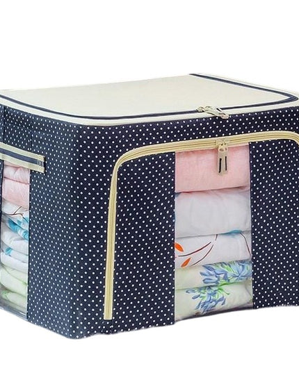 de Depozitare Pliabila, 24 L, Panza Oxford,Fereastra Frontala, 2 Usi de Acces cu Fermoar Bidirectional, Cadru Metalic, Suport Baza Stabil din Plastic, Imprimeu buline