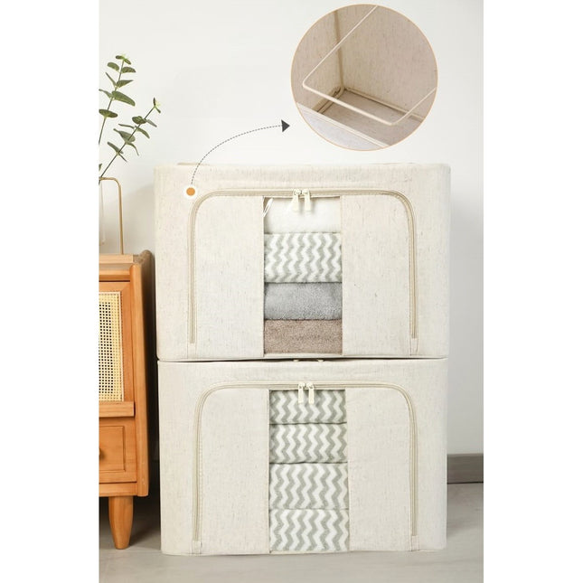 de Depozitare Pliabila, Cu Fereastra si Fermoar Dublu, 66 L, Textil Premium,Cadru Metalic, Impermeabila