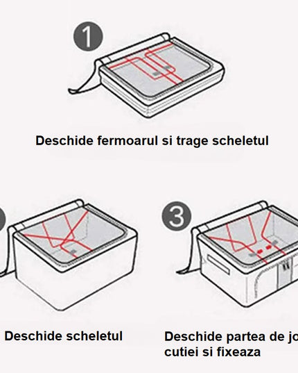 de Depozitare Pliabila, Cu Fereastra si Fermoar Dublu, 66 L, Textil Premium,Cadru Metalic, Impermeabila