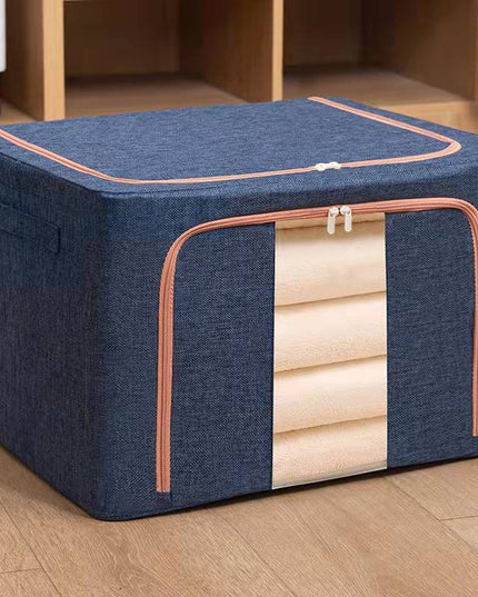 de depozitare pliabila, Cu fermoar, 100 L, Textil,Cadru Metalic, Suport Baza Stabil din Plastic