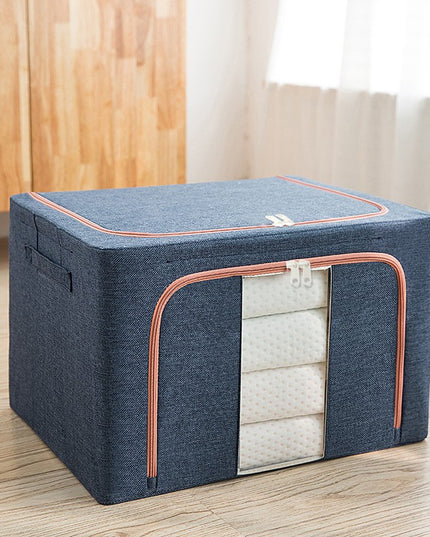 de depozitare pliabila, Cu fermoar, 100 L, Textil,Cadru Metalic, Suport Baza Stabil din Plastic