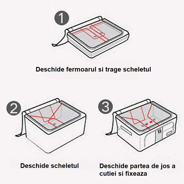 de Depozitare Pliabila, Cu Fermoar, 100 L, Textil